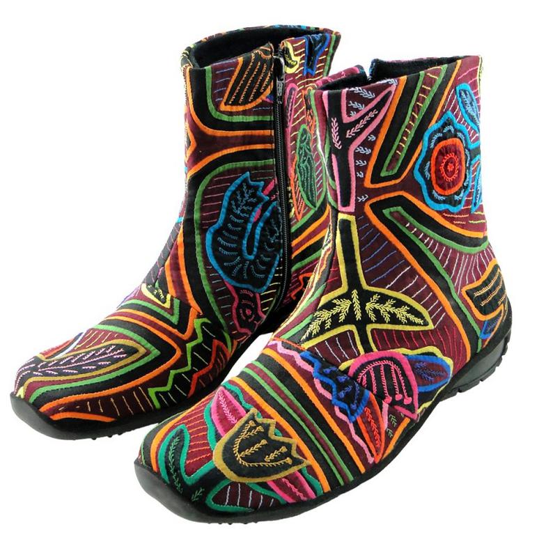 Molas4u Handmade Boots With 1 2 Heel All Mola Made A Side Zip Closure Finished Lightly Memory Foam Sole Insole And Unique Recycle Rubber